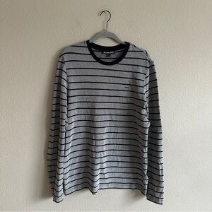 Michael Kors Gray and Black Striped Long Sleeve Shirt Large